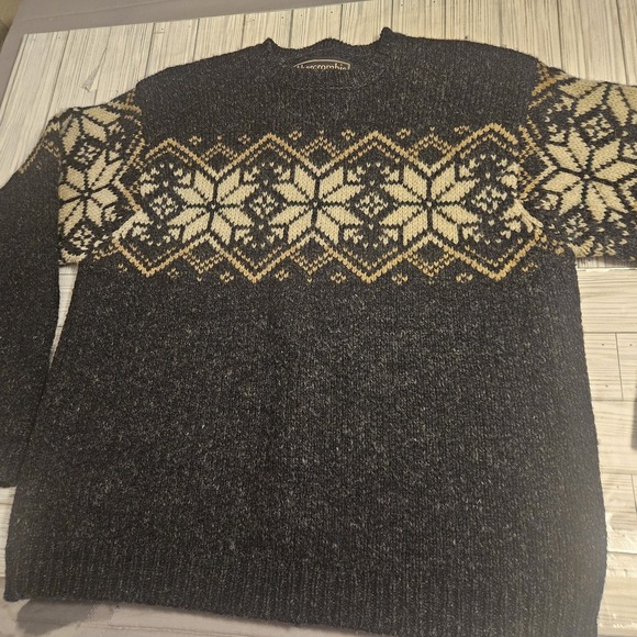 Abercrombie &‎ Fitch Sweater Mens Medium Wool Nordic Fair Isle Pullover Winter - Picture 2 of 5